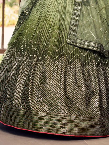 soft chinon lehenga texture and flow detail