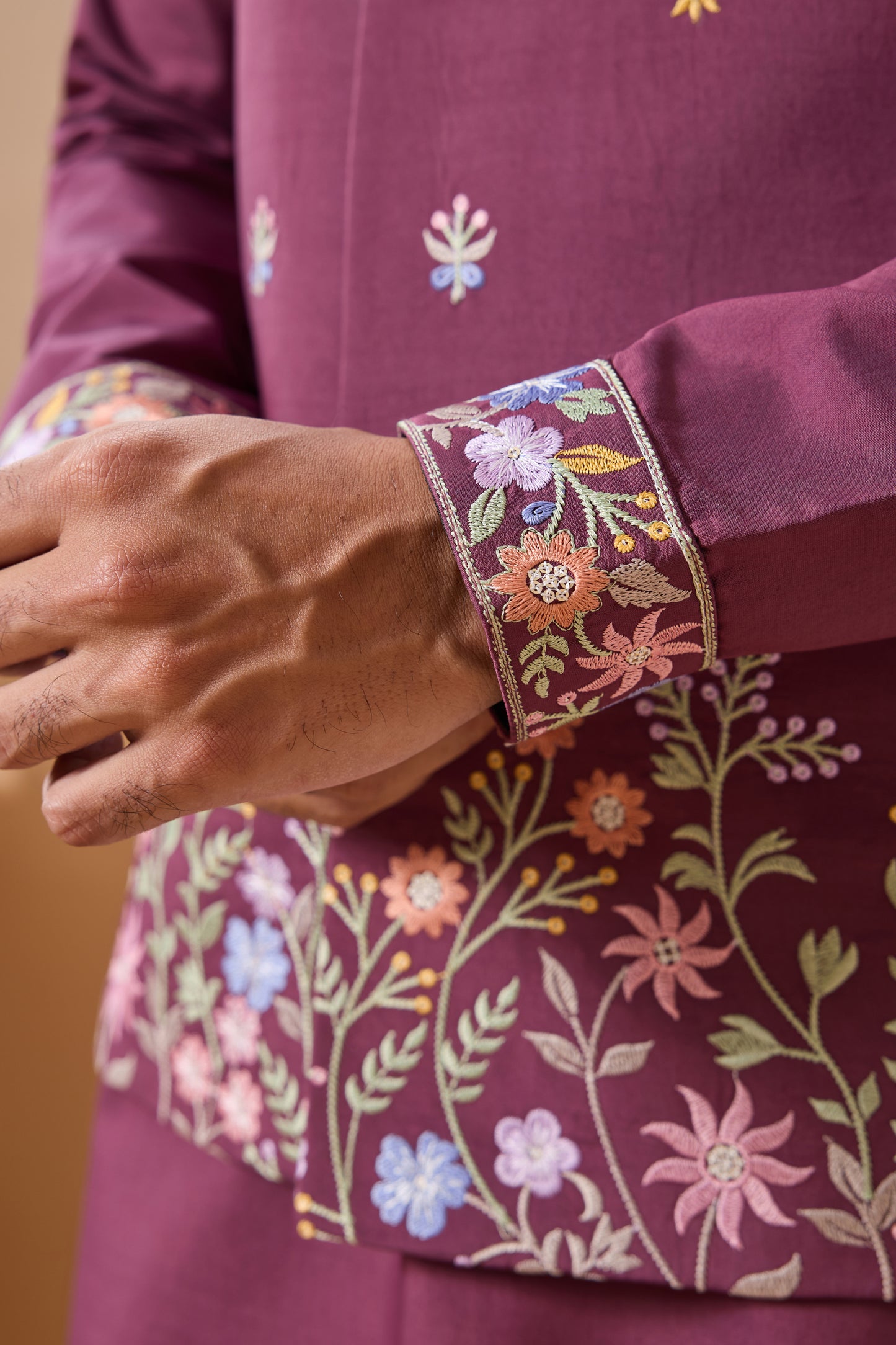 Pink Kurta For Men In Viscose Silk Look