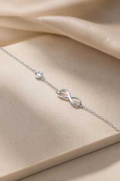modern silver anklet jewelry detail