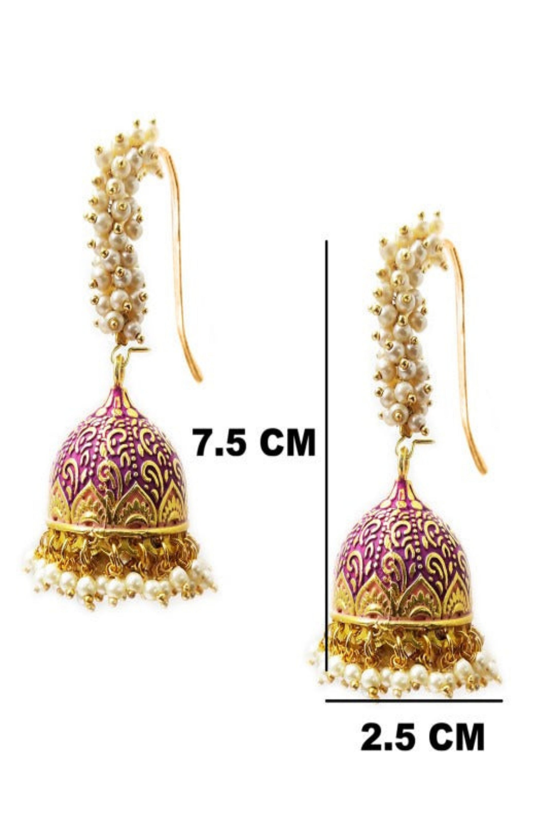 jhumka earrings size and measurement detail
