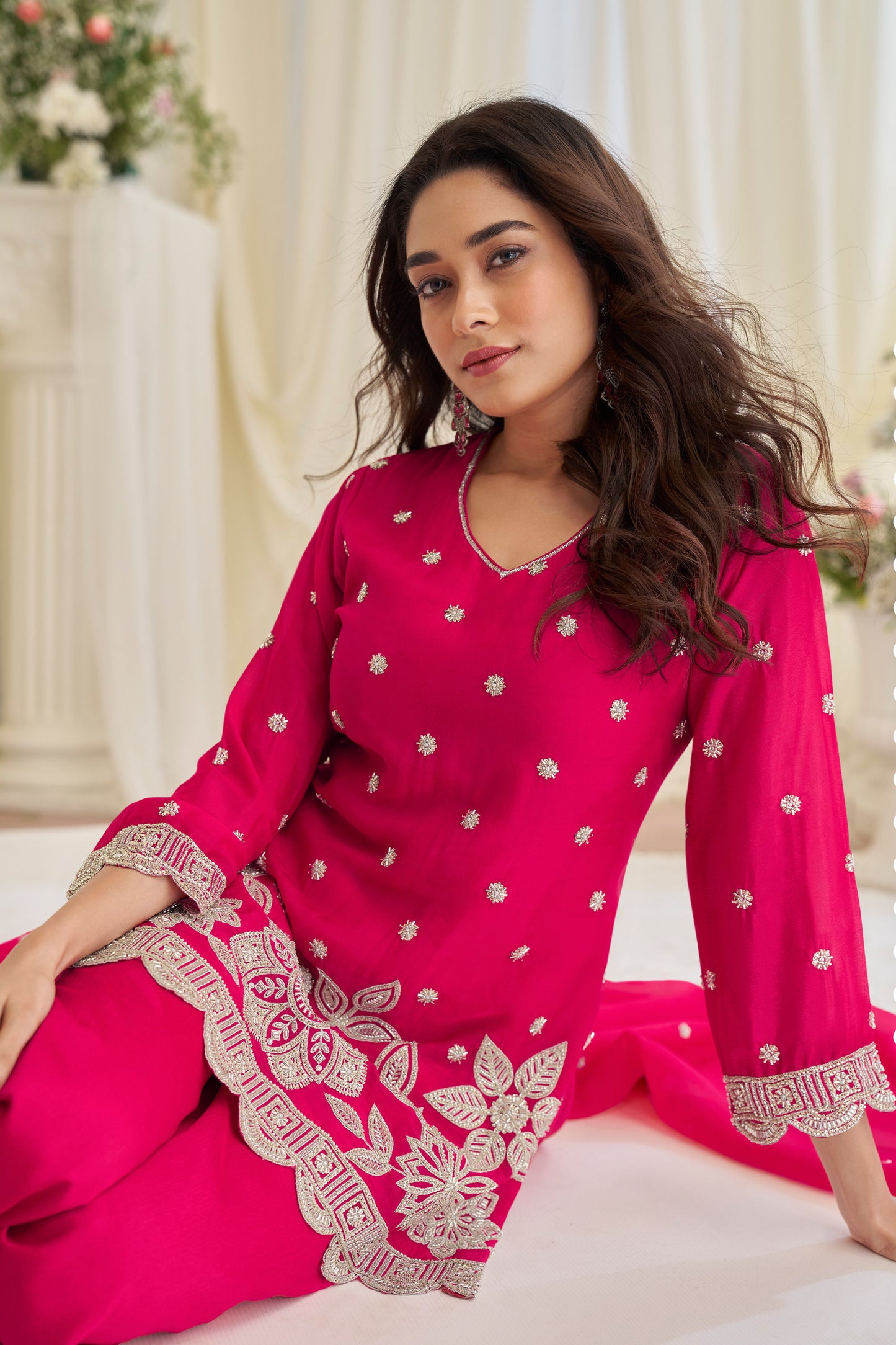 Pink salwar kameez for evening wear look