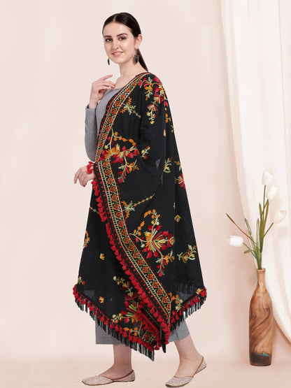 Lightweight khadi cotton dupatta in deep black shade