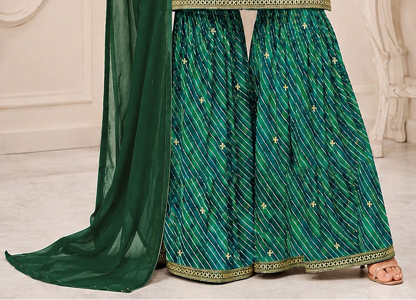 Heavy Embroidery Sharara in Fox Georgette