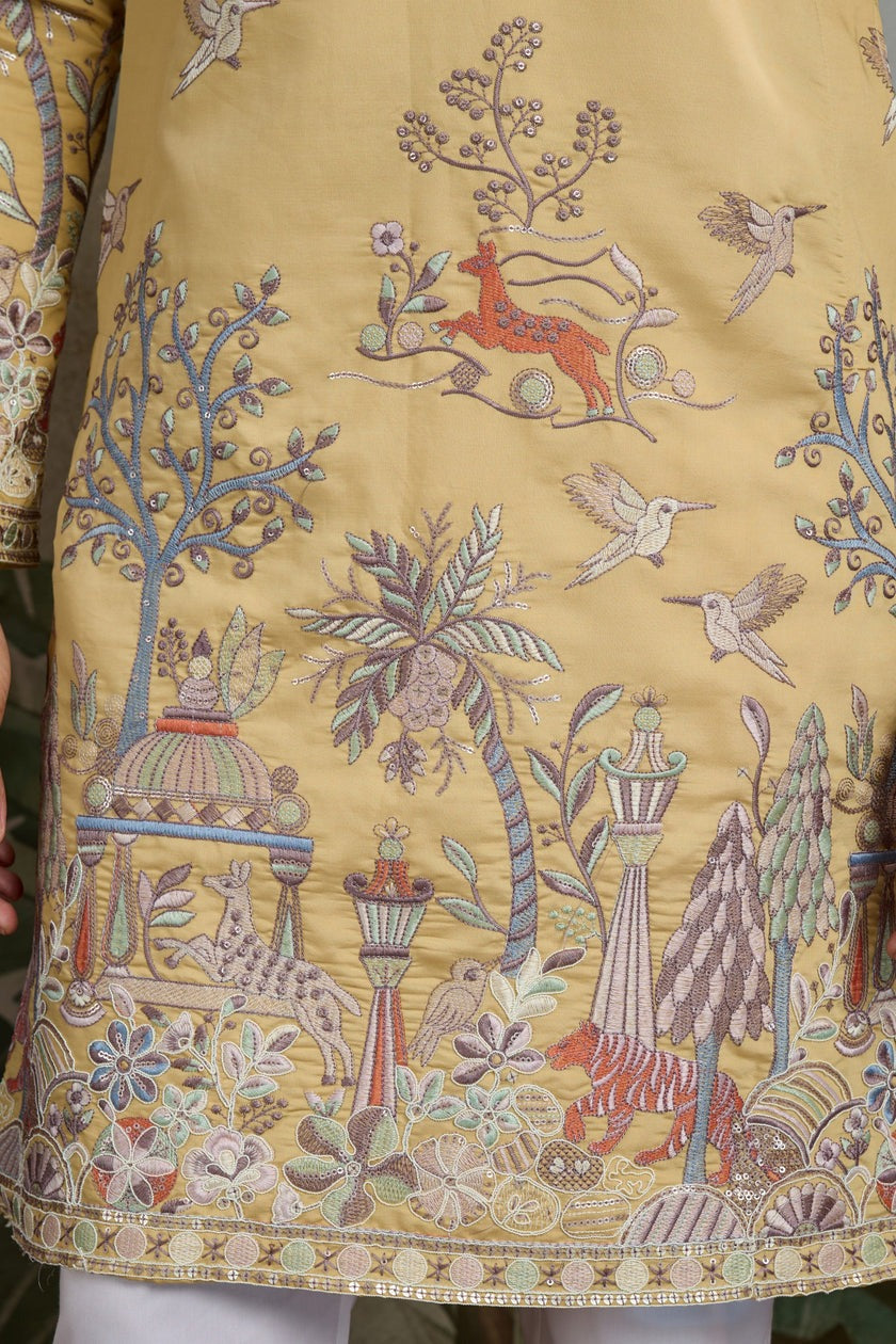 kurta dress men beige kurtha with pajama styling
