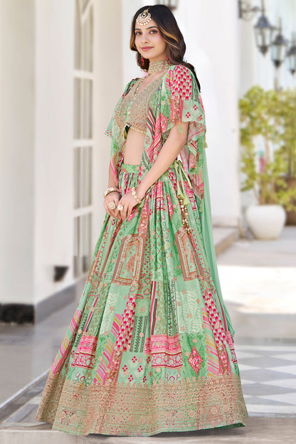 Lace border hem lehenga choli in festive ethnic design