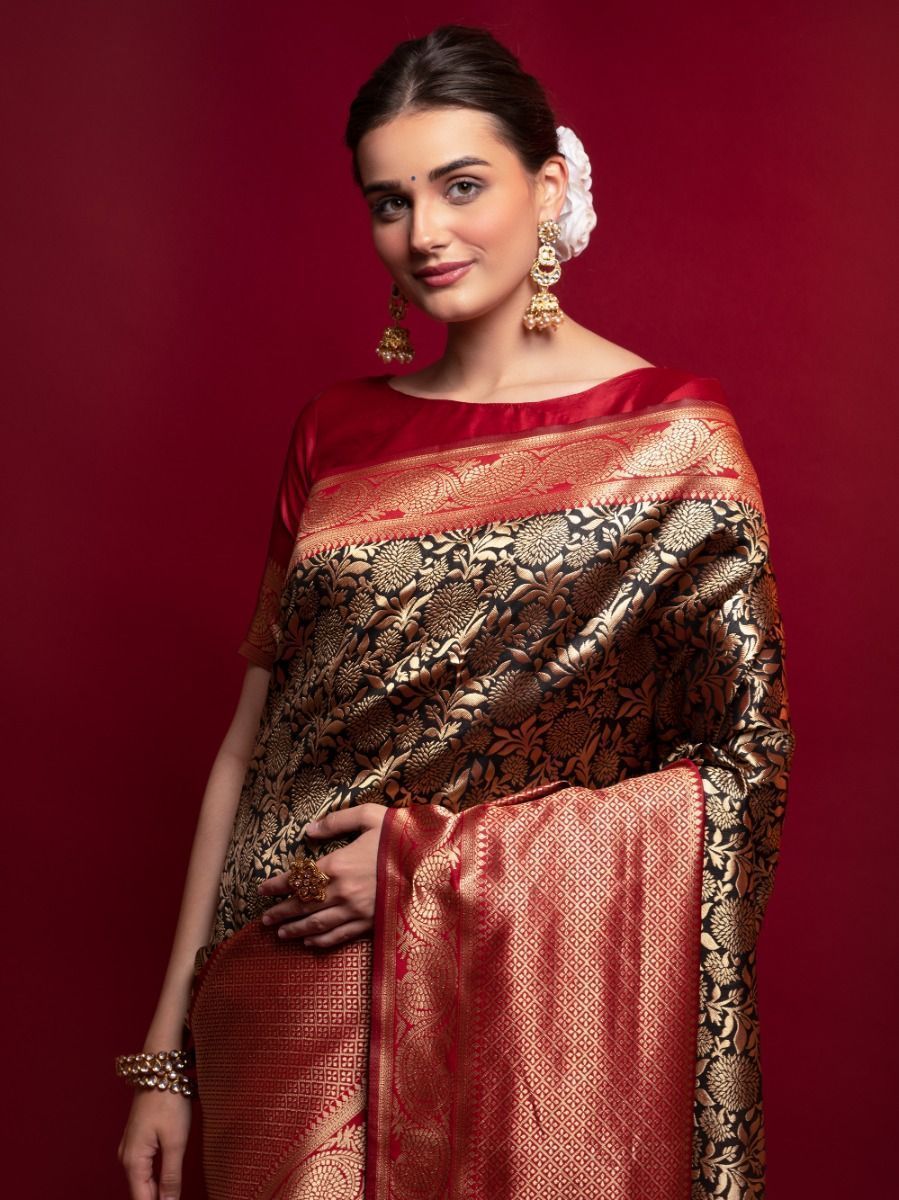 Red Saree speaks tradition and boldness – perfect for weddings and festive nights.
