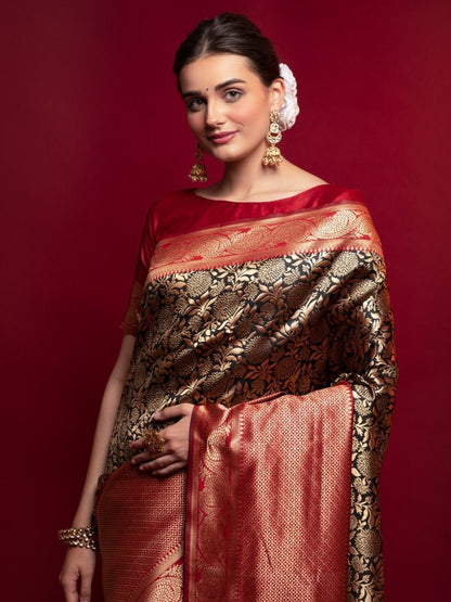 Red Saree speaks tradition and boldness – perfect for weddings and festive nights.
