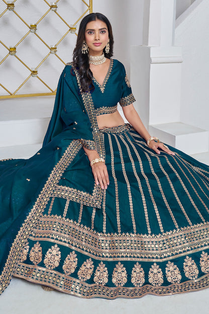 lahenda choli teal outfit full-length studio shot