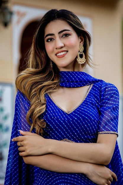 Close up of georgette texture on lehenga choli