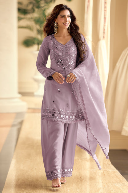Lavender Indian plazzo suit full front view
