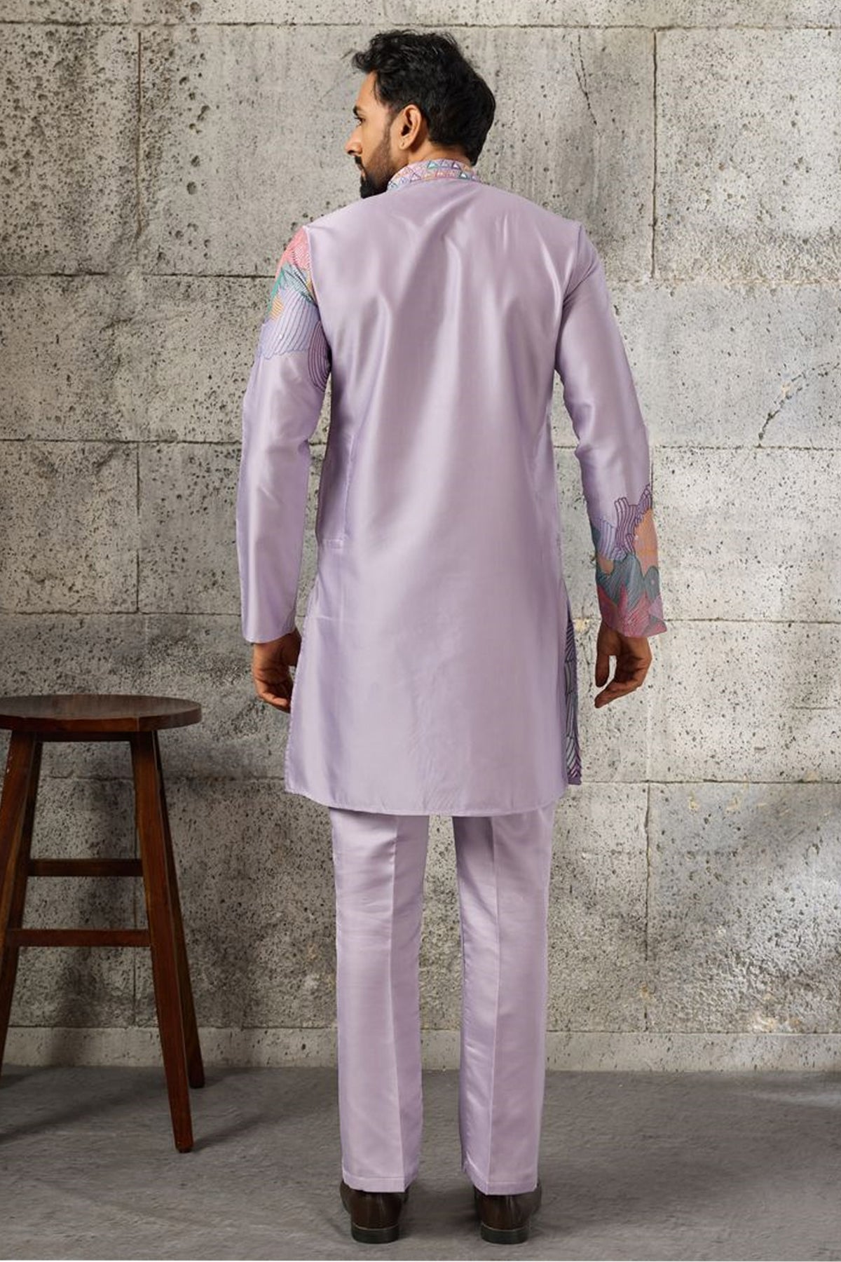 Lavender kurta pajama set back view