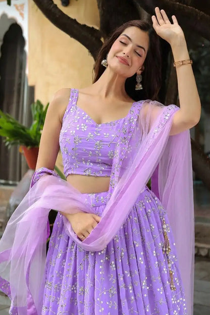 Embroidered garba choli outfit with layered flare silhouette