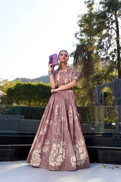 full-length lavender lehenga choli for evening event