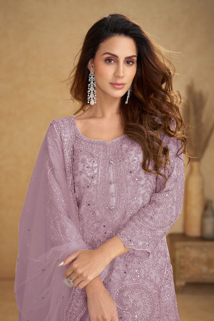 Lavender palazzo suit for women full outfit front display