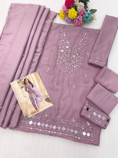 Lavender plazzo pant and matching dupatta detail