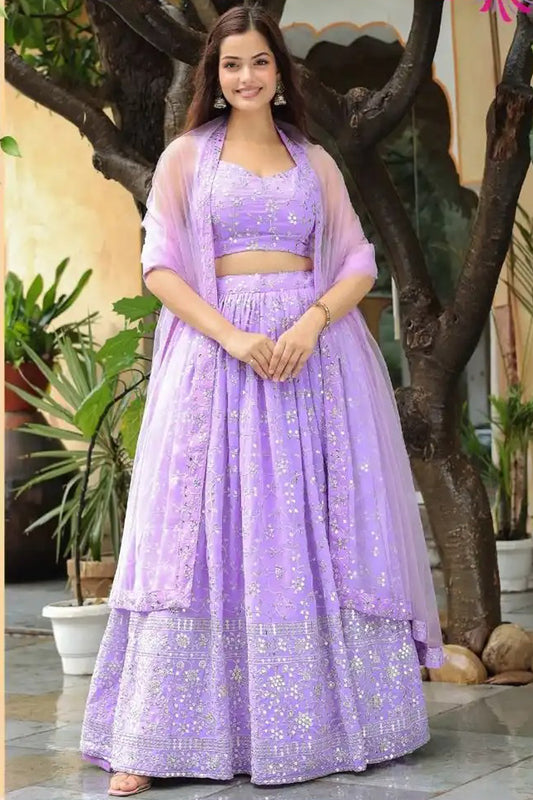 Thread and sequins embroidered garba choli outfit