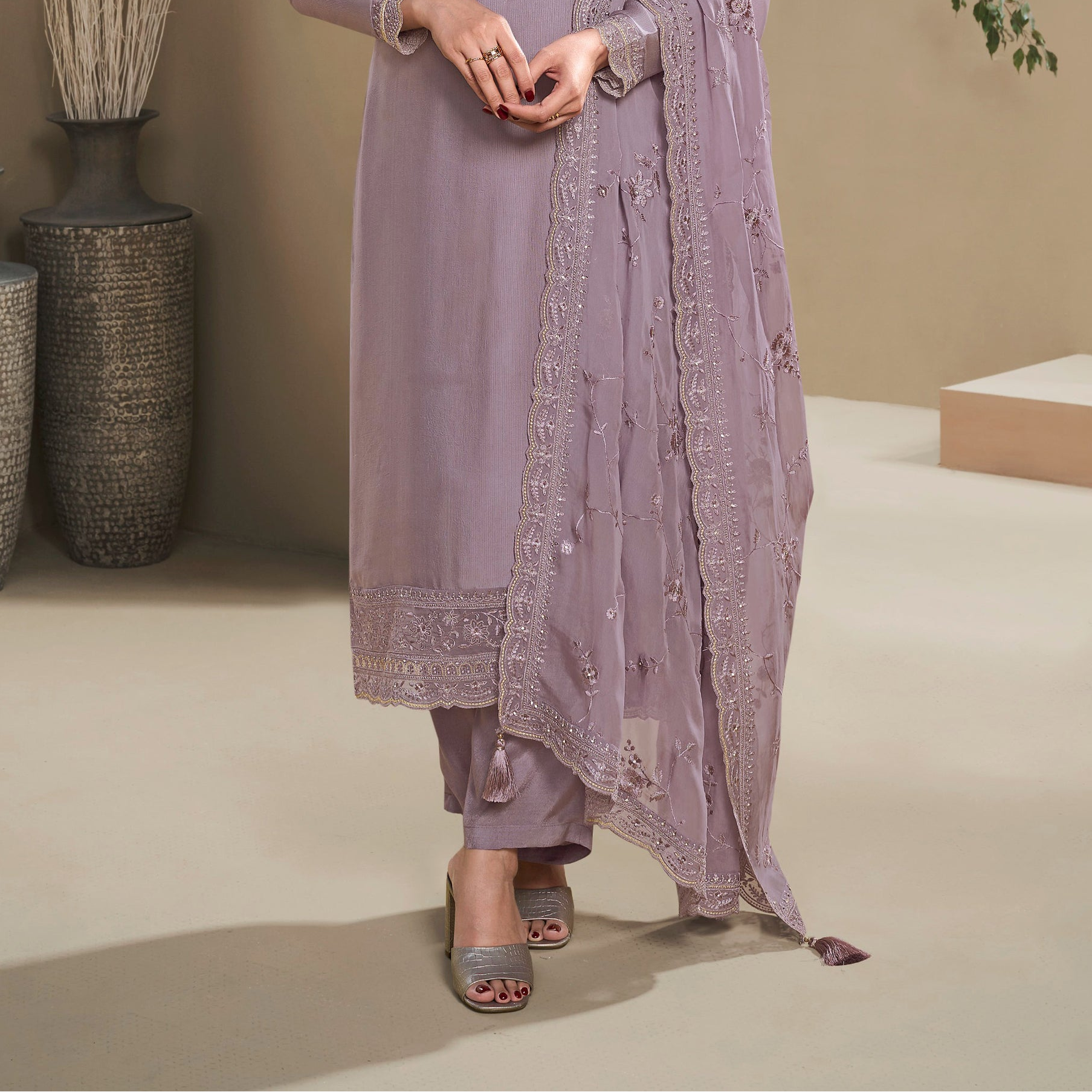 Lavender anarkali salwar kameez for women elegant event look