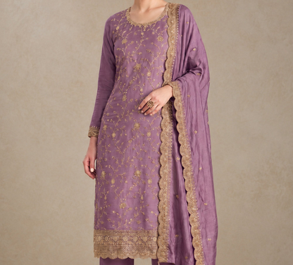 Lavender Salwar Kameez with heavy thread sequin embroidery work