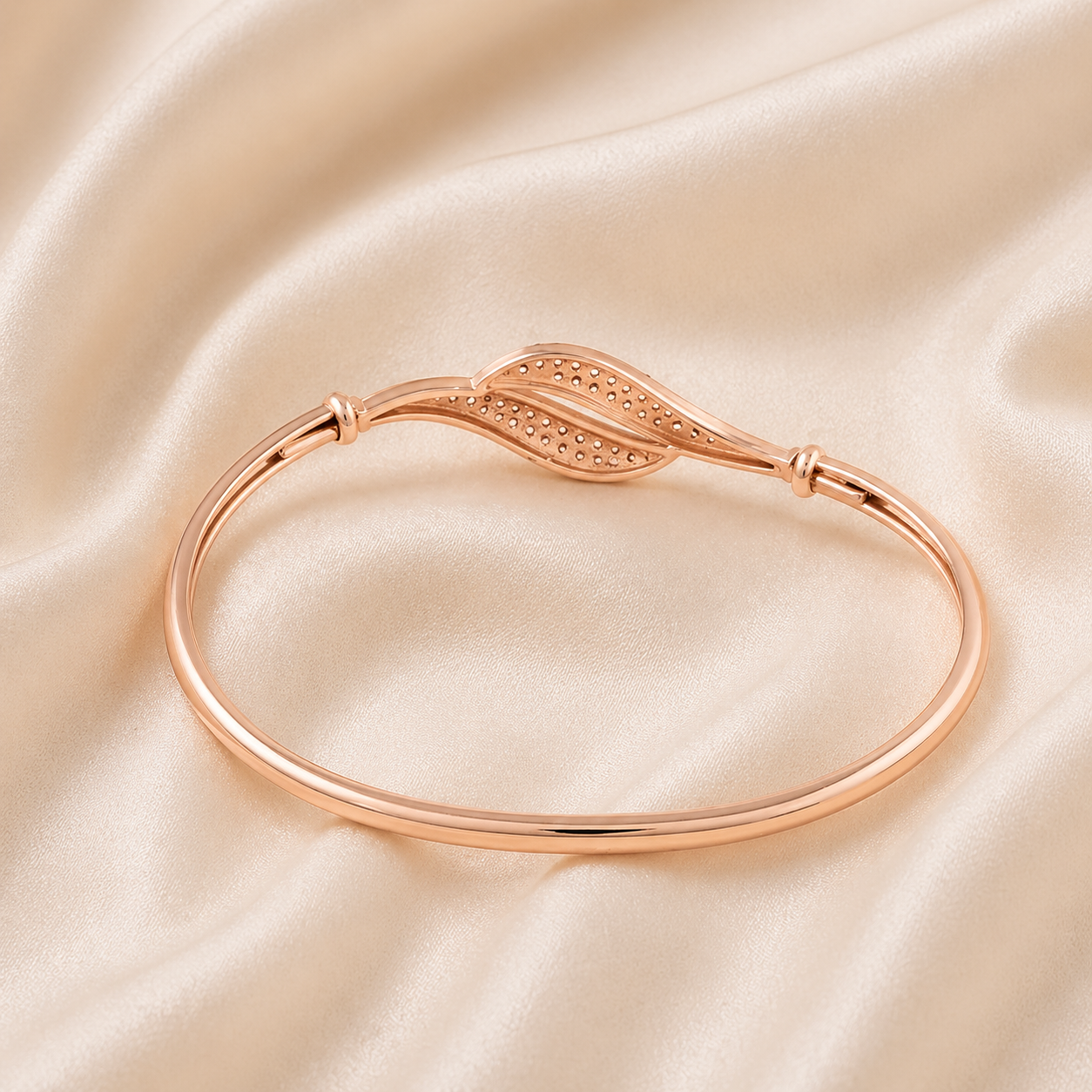 minimalist cuff bracelet with polished rose tone finish