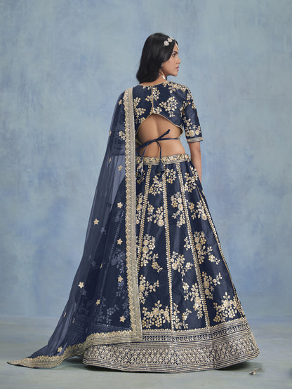 Back design detail of embroidered lehenga choli