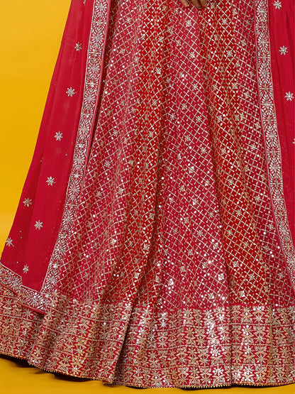 Lehenga Choli Bride outfit with sequins embroidered surface