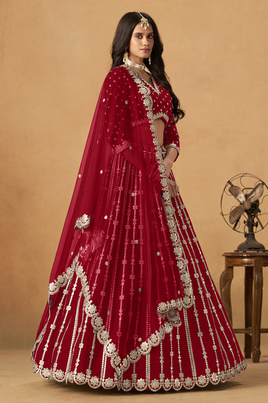 Heavy embroidery pattern detail on lehenga choli set