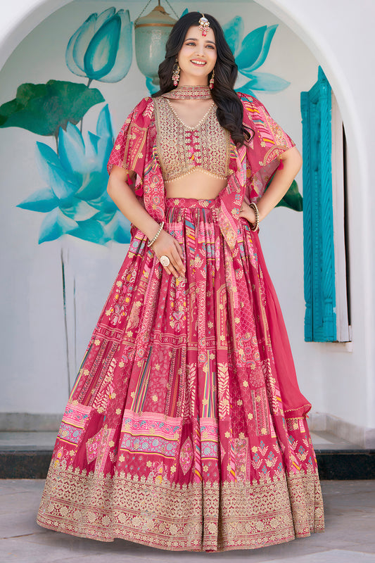 Choli and lehenga set with lace border finishing