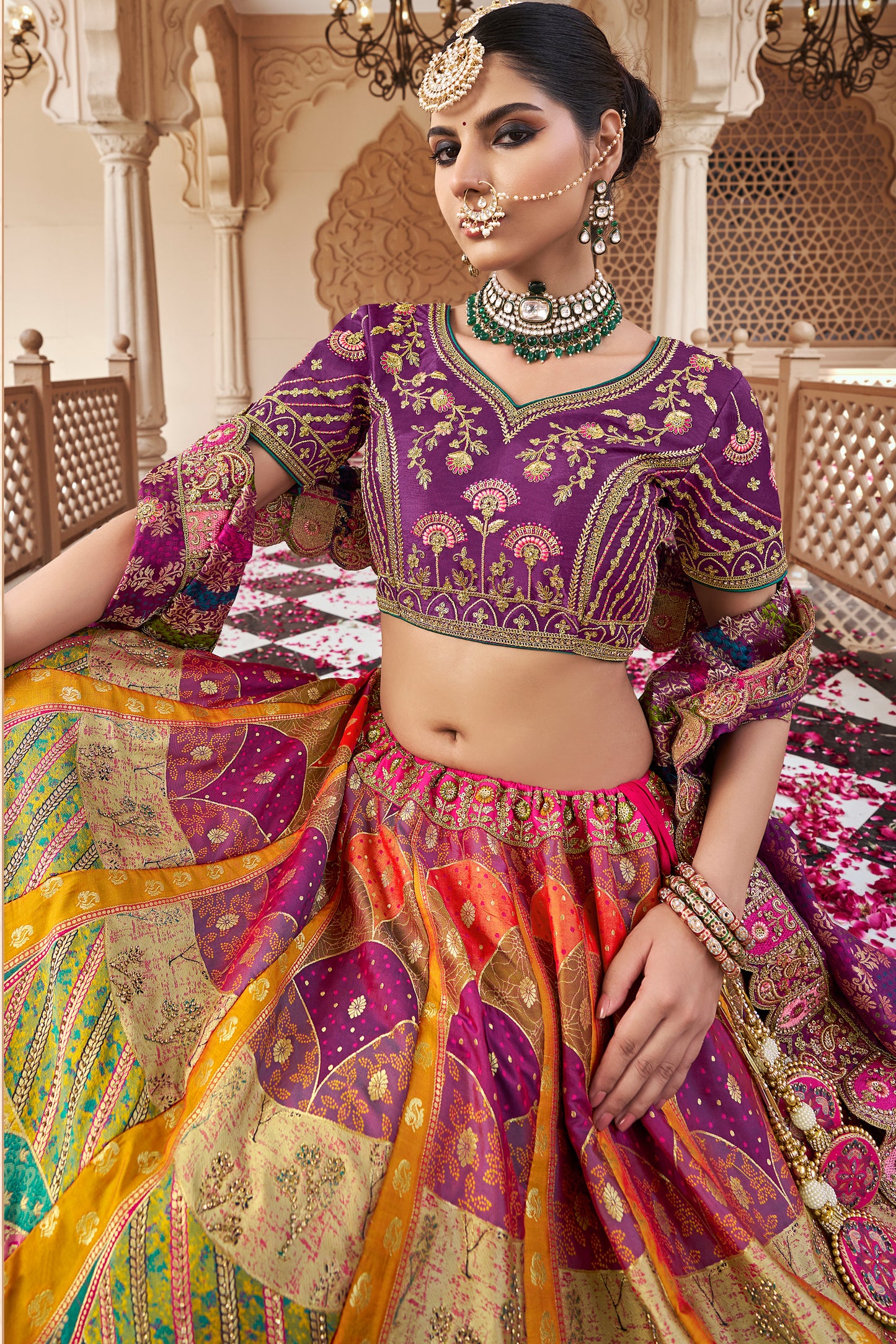 wedding ready lehenga choli online with clutch and belt styling