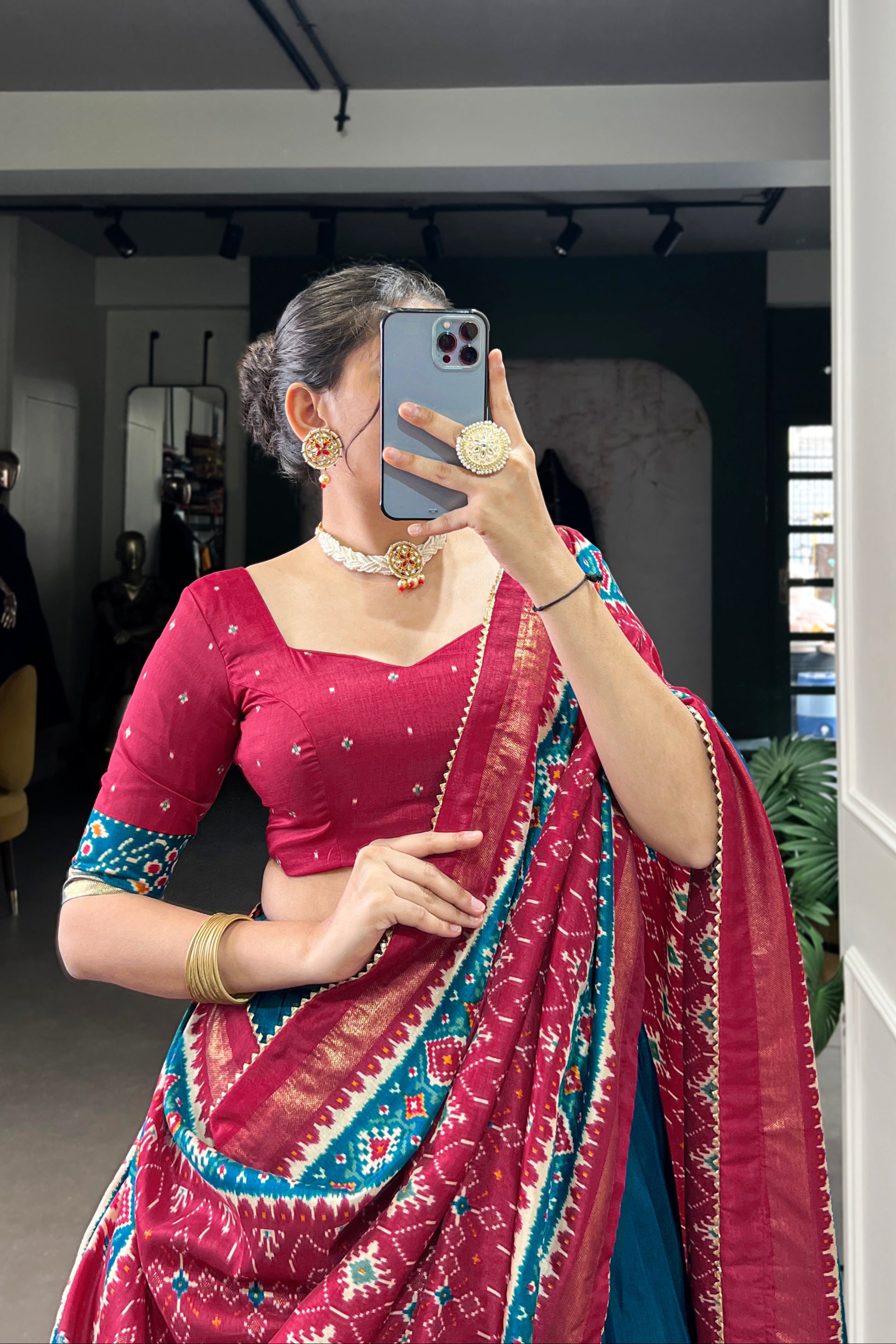 Lehenga skirt flare showcasing silk texture and movement