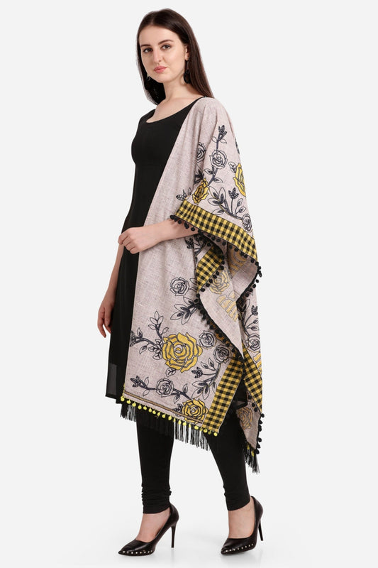 Lehenga dupatta in grey khadi cotton with embroidery