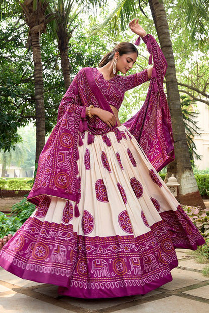 Purple lehenga styled for formal indoor reception