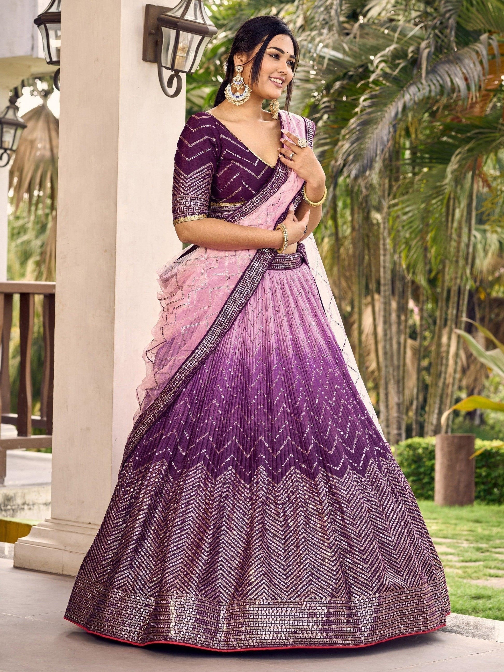 Full length purple lehenga choli elegant look