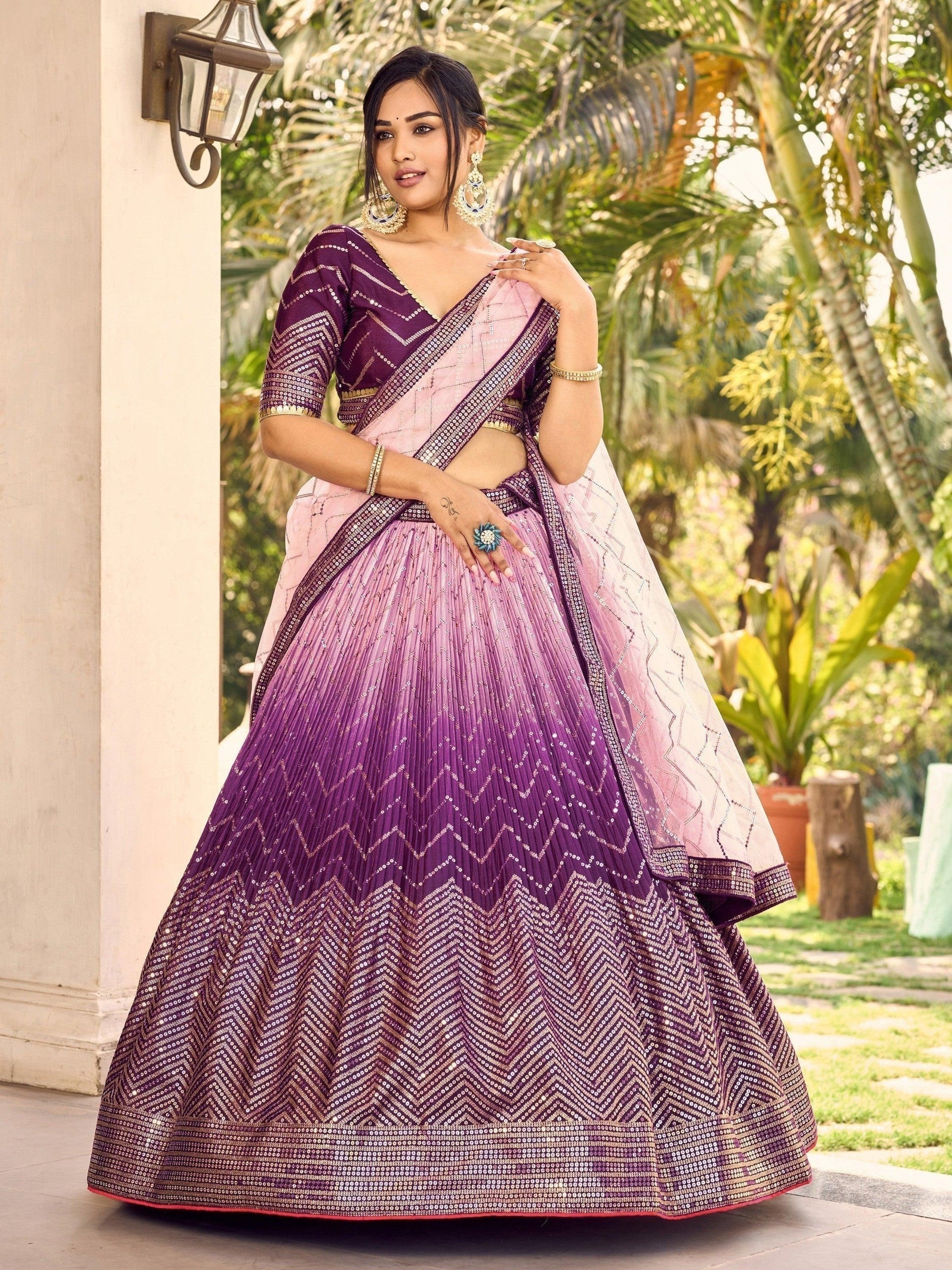 Engagement ready purple lehenga choli design