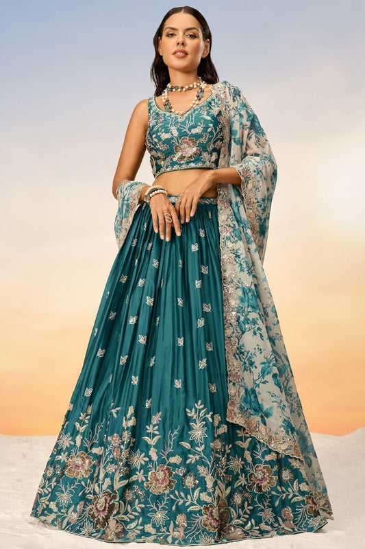 Dark Purple lehenga choli full front view with net dupatta