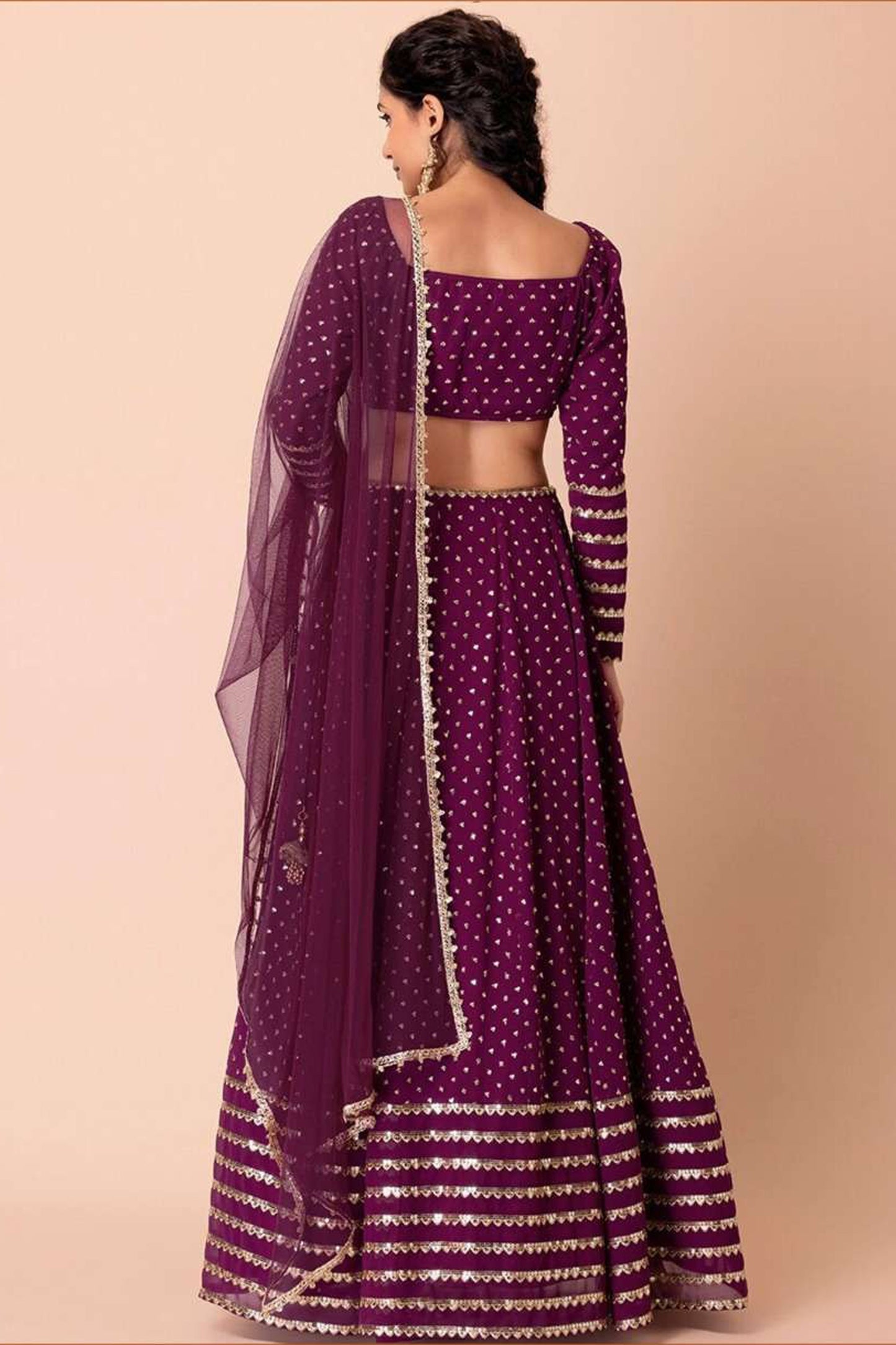 lehenga long choli sequins dori work close up fabric texture