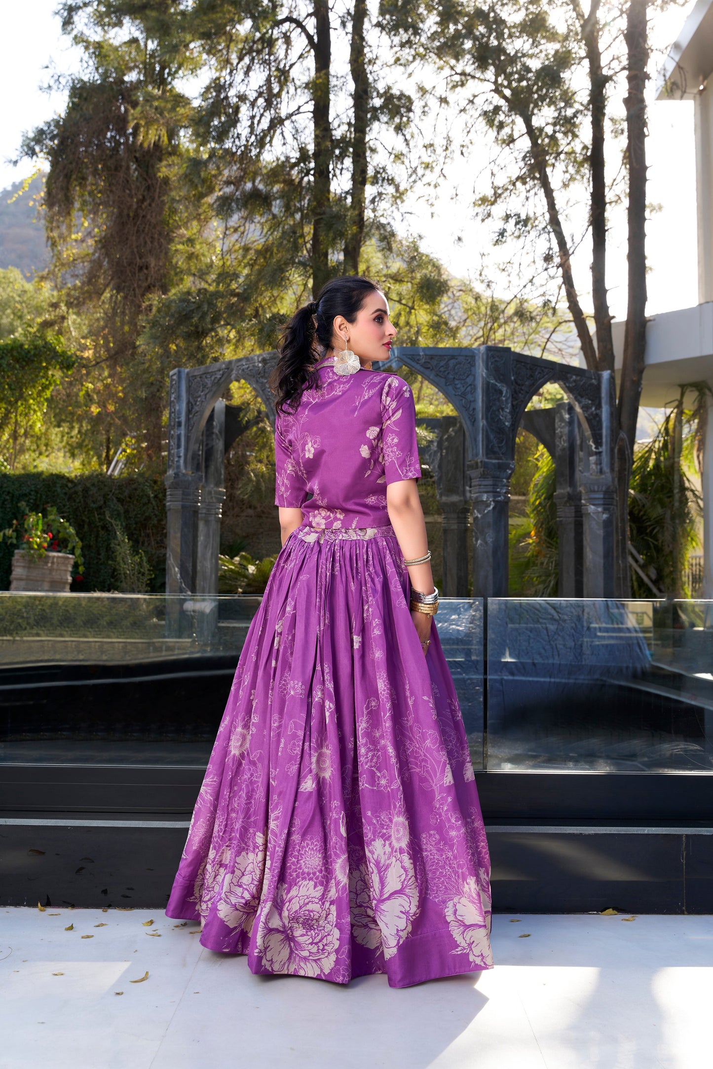 Indian bridesmaid lehenga purple skirt and blouse set