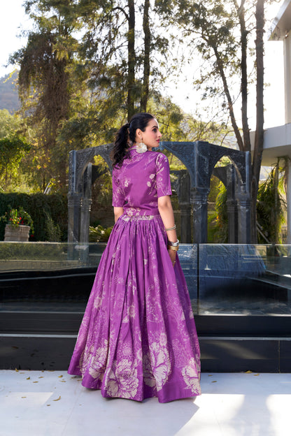 Indian bridesmaid lehenga purple skirt and blouse set
