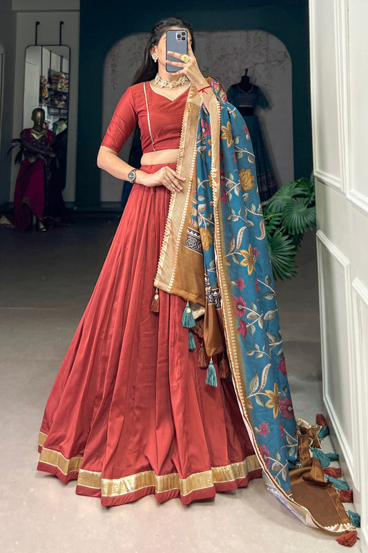Lehengas in black colour inspired orange lehenga front view