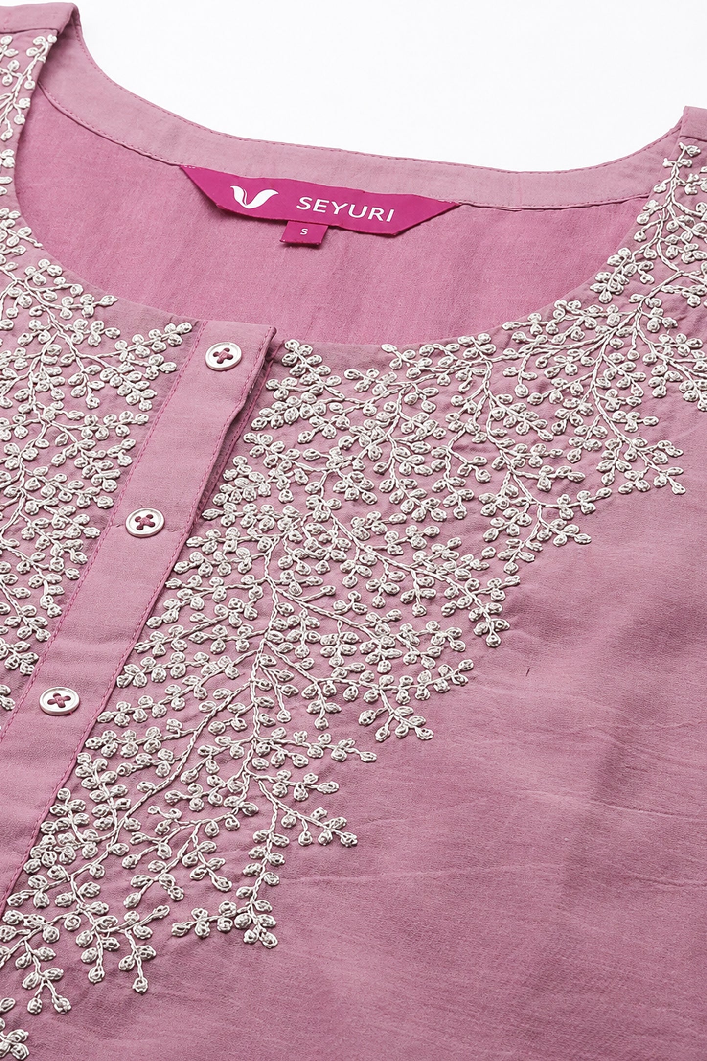 Light pink festive kurti with floral zari embroidery work
