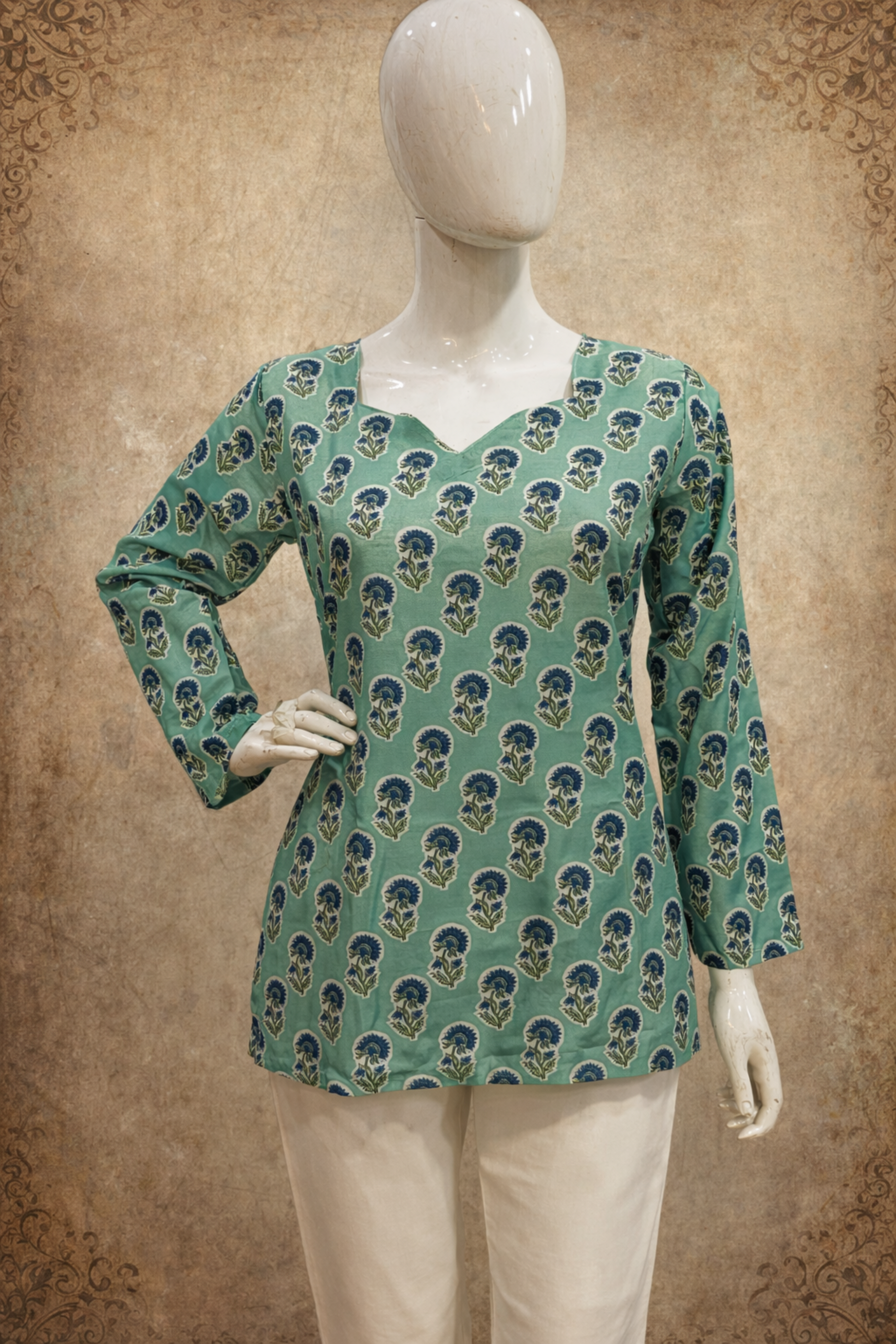 relaxed everyday styling with sage green top
