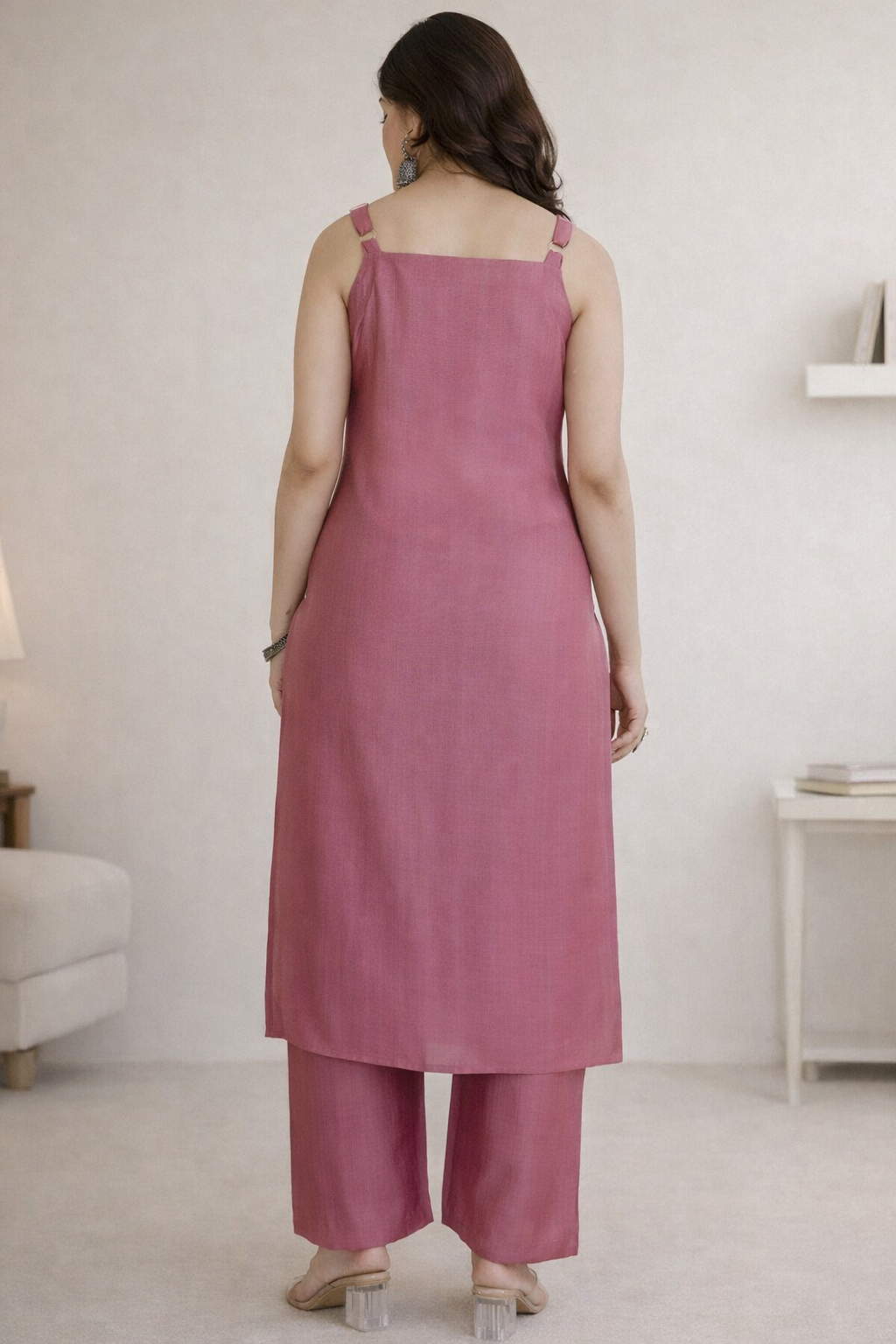 cotton kurti for women back view straight silhouette