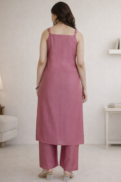 cotton kurti for women back view straight silhouette