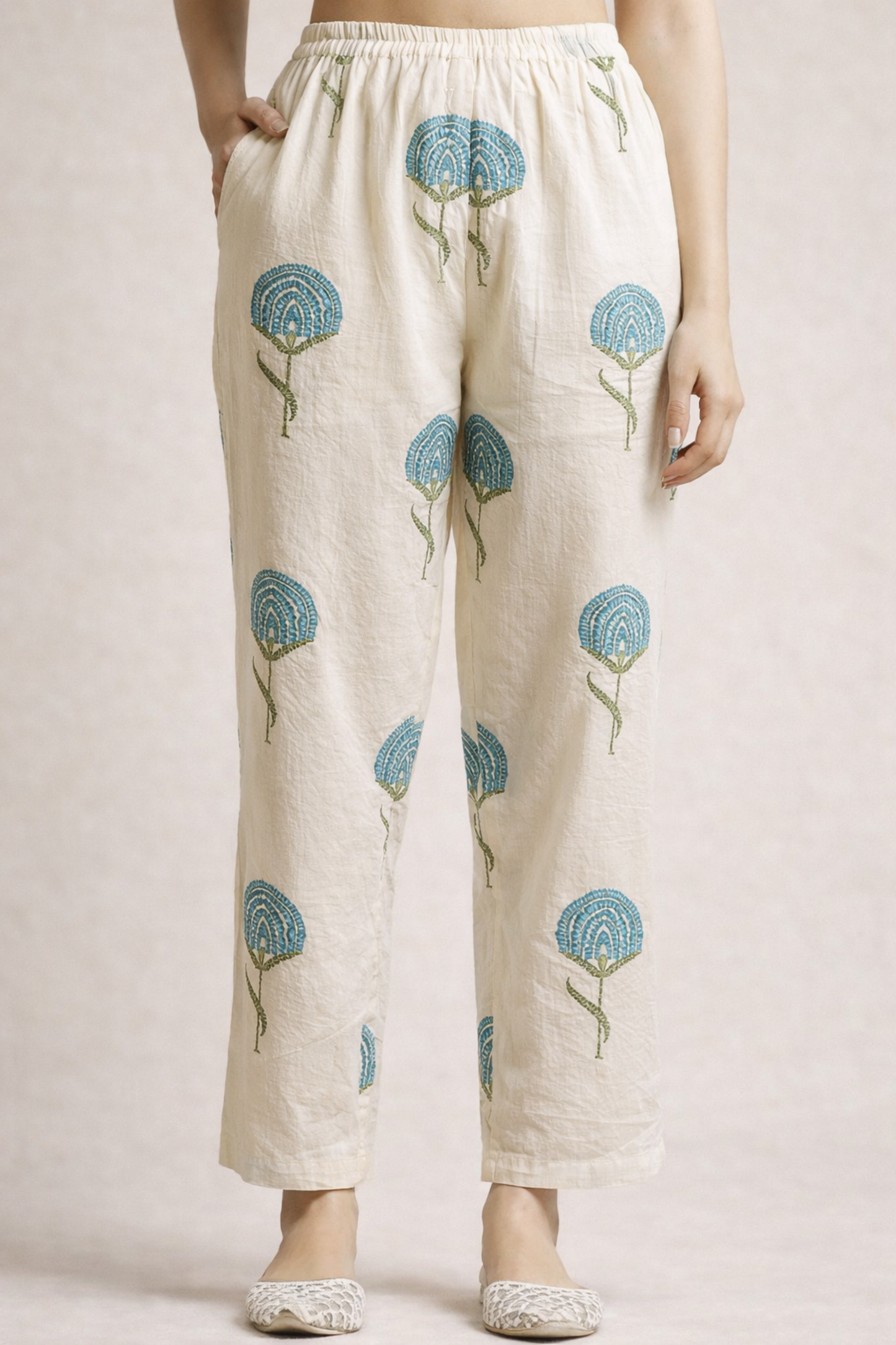 pure cotton palazzo bottom relaxed drape view