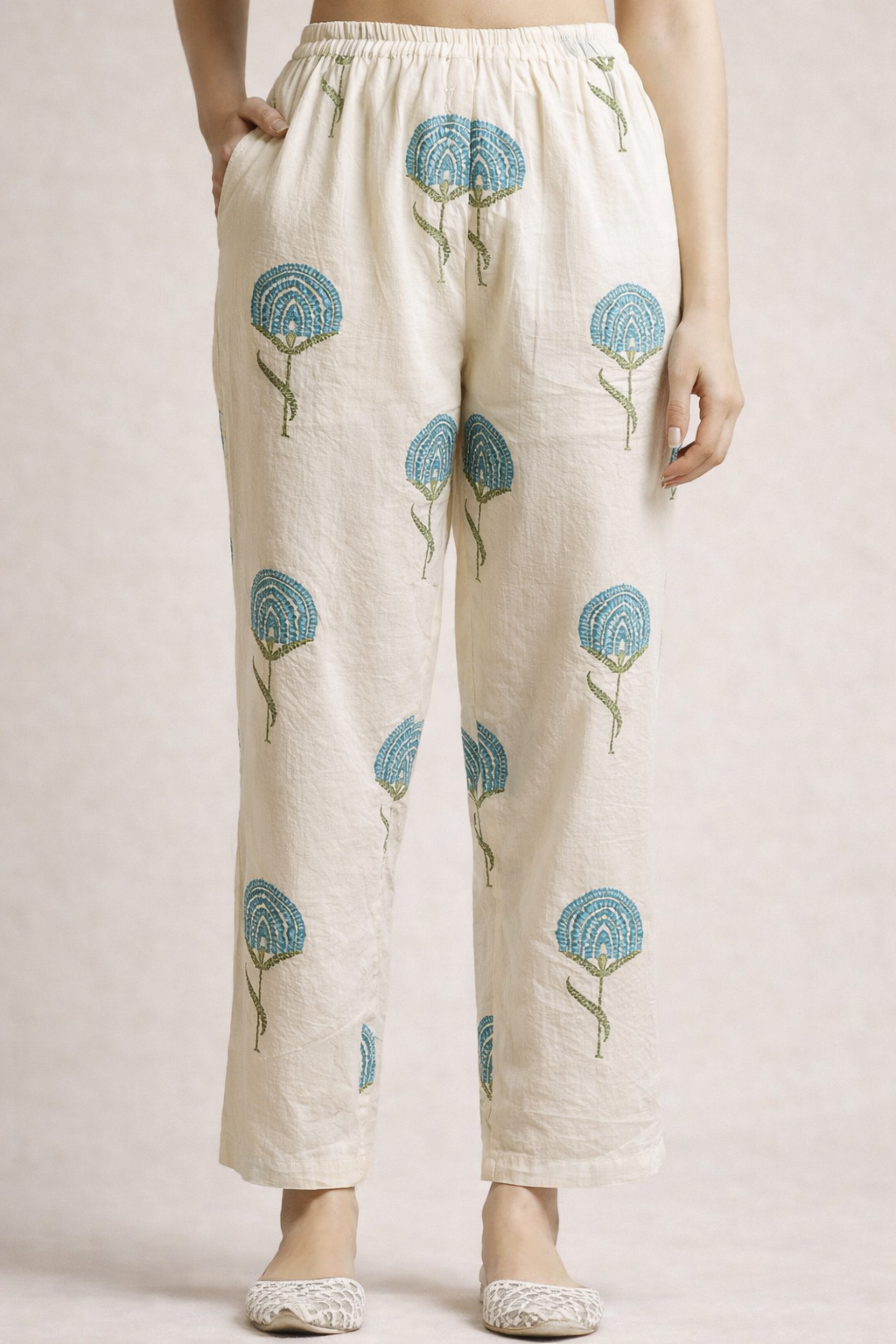 pure cotton palazzo bottom relaxed drape view