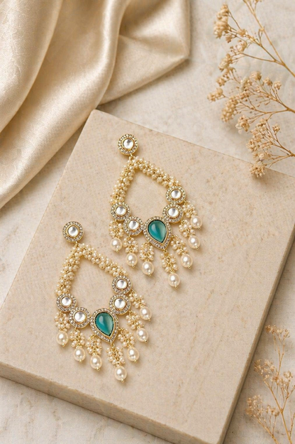 statement chandelier earrings with pearls for wedding and evening wear