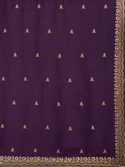 Royal purple saree for formal engagement celebrations