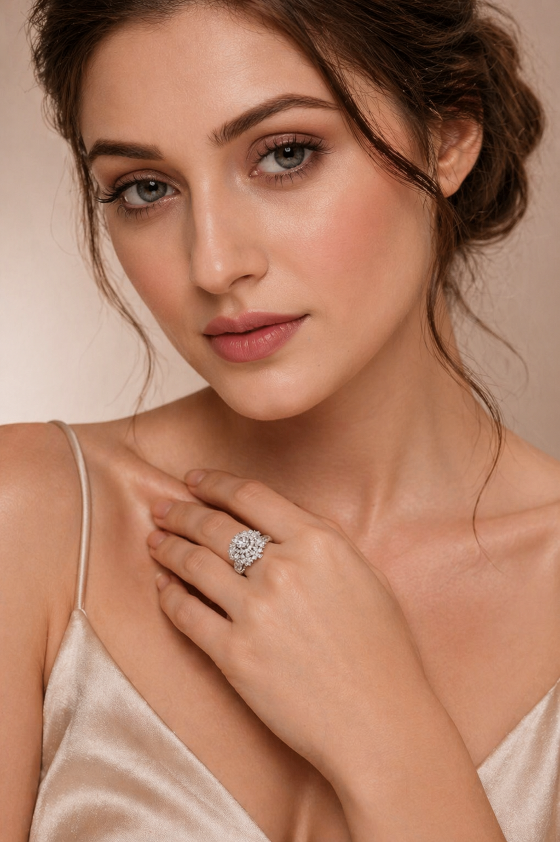 luxury halo crystal ring for women
