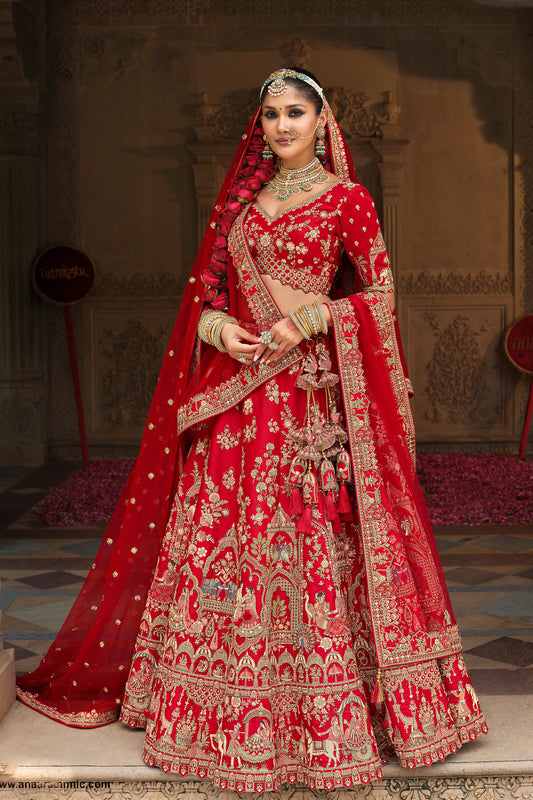 maroon lehenga choli for wedding front full view
