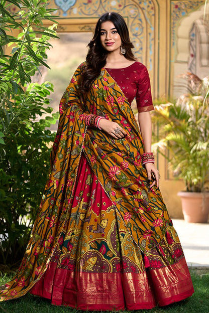 Evening event styling in maroon lehenga choli