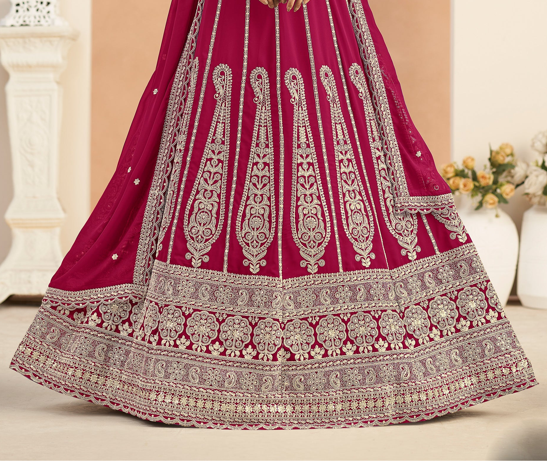 Maroon Heavy Embroiery Work Lehenga 